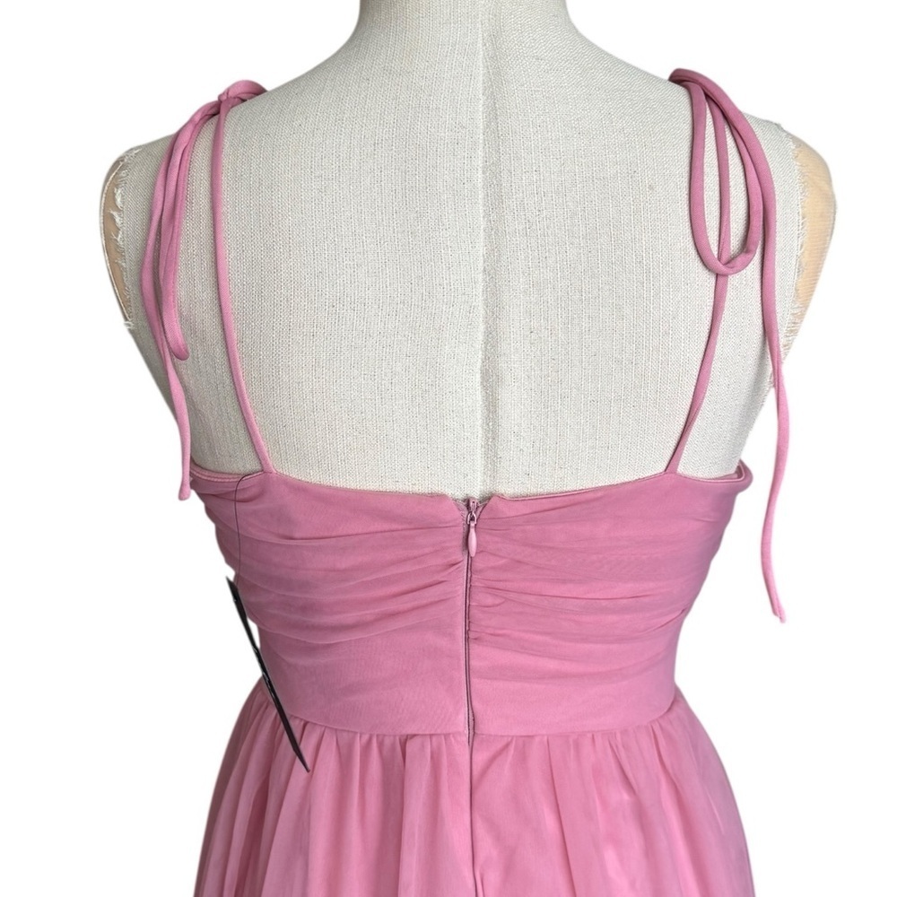 NWT Lulus Endlessly Darling Dusty Rose Mesh Tiered Tie-Strap Maxi Dress XS - Picture 8 of 10